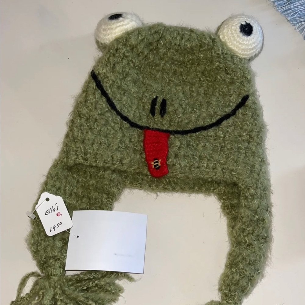 Frog baby crochet hat beanie cap costume photo prop boy girl toddler 12mo -2yr